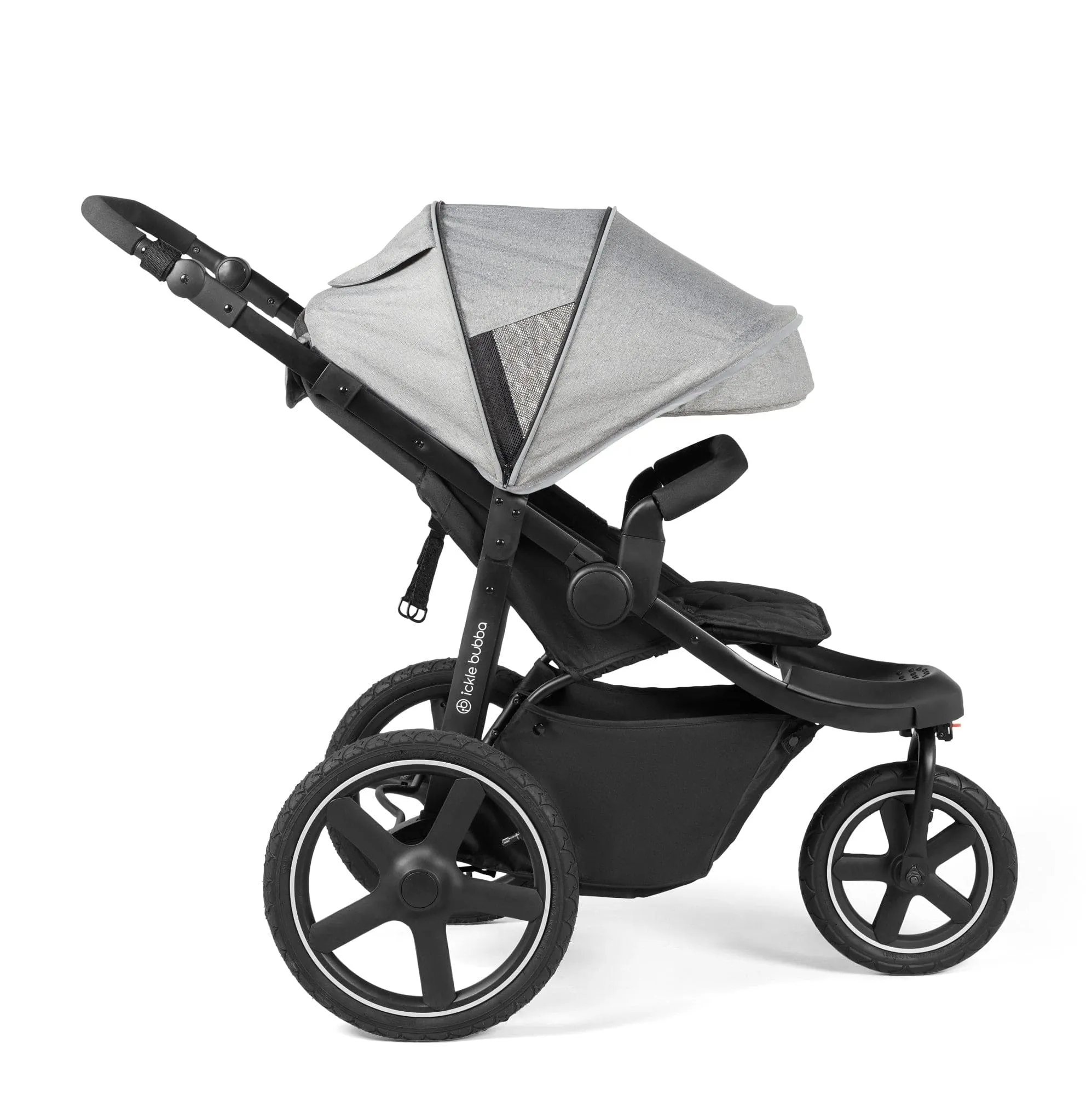 Ickle Bubba Venus Max Jogger Stroller I-Size Travel System in Black/Space Grey with Isofix Base