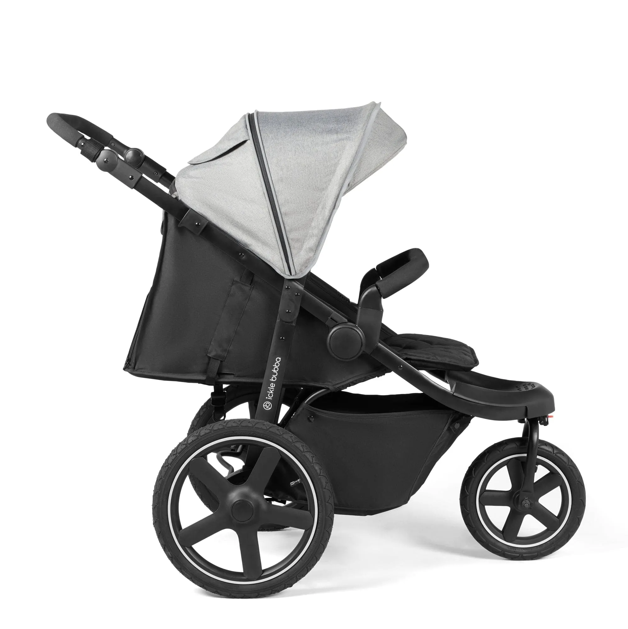 Ickle Bubba Venus Max Jogger Stroller I-Size Travel System in Black/Space Grey with Isofix Base