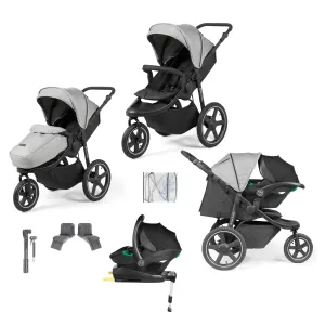 Ickle Bubba Venus Max Jogger Stroller I-Size Travel System in Black/Space Grey with Isofix Base