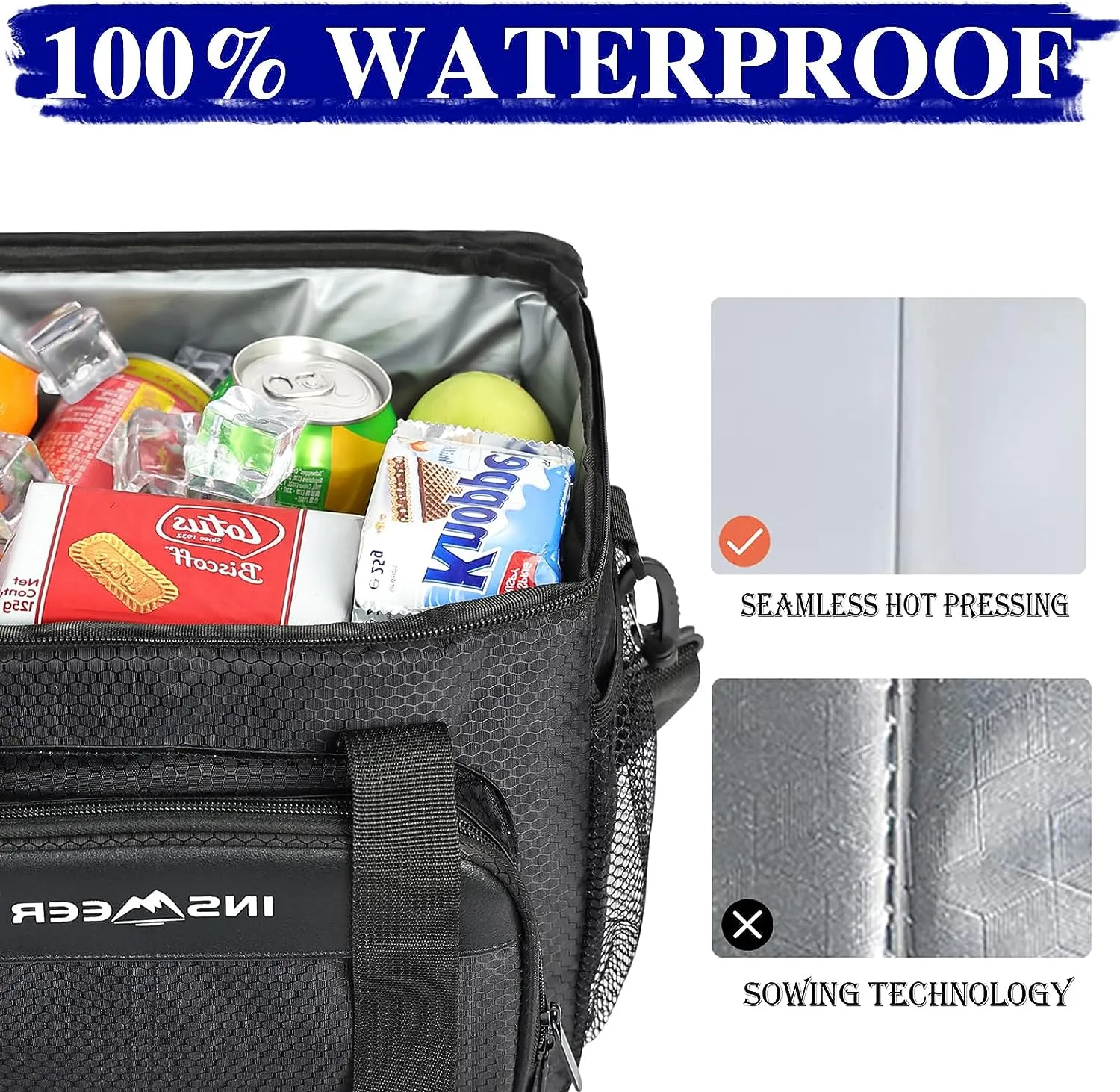 INSMEER 20L Lunch Bag,Expandable Tote Bag Lunch Box for Men,Insulated Lunch Bags Women,Double Deck Lunch Bag Waterproof and Leak-Proof for Work/Picnic/School