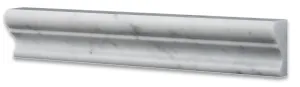 Italian Carrara White Marble Polished 2 X 12 Crown - Mercer Molding Trim - Box of 5 Pcs.