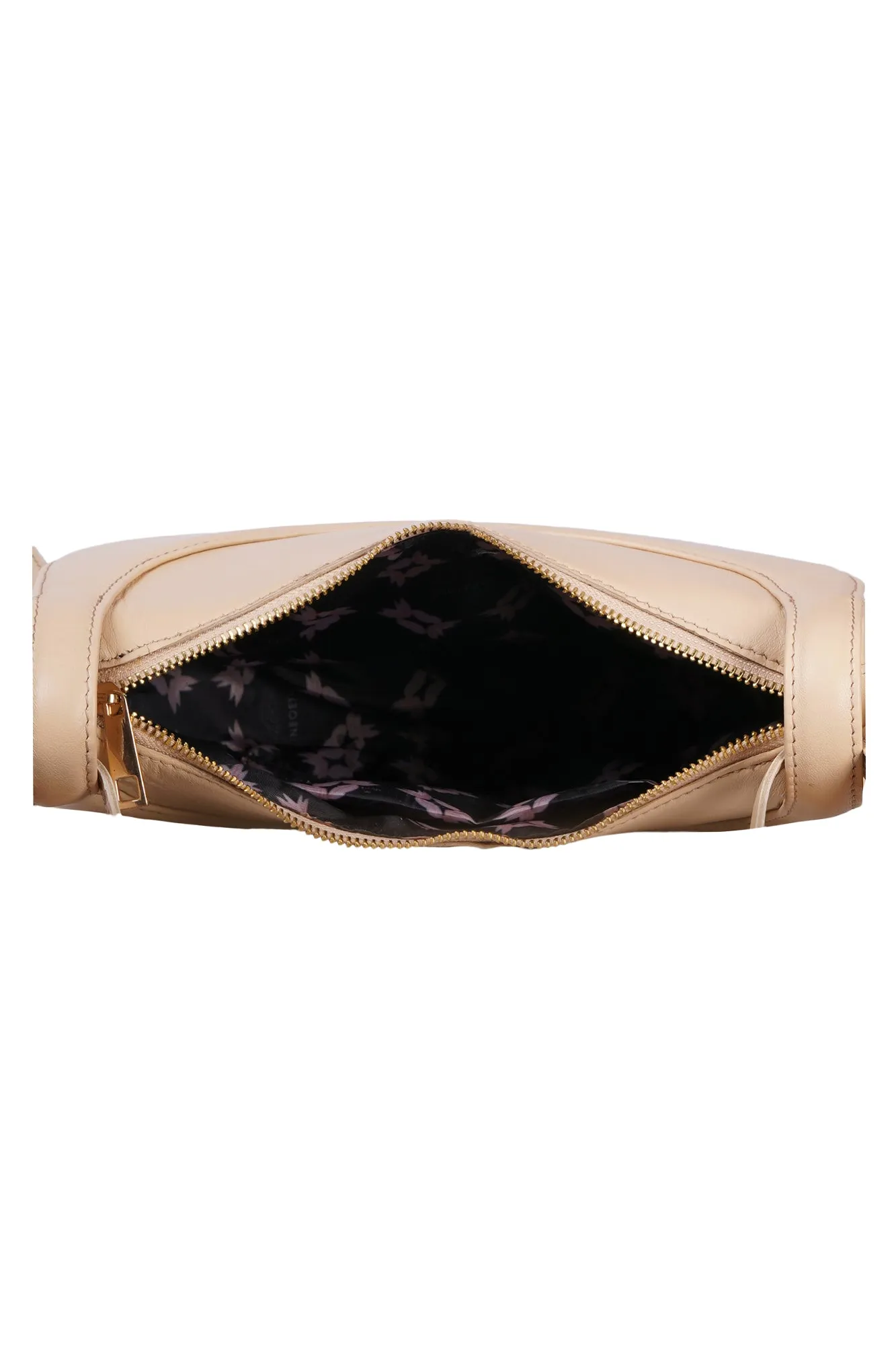 Ivory Cream Crescent Saddle Leather Shoulder Bag