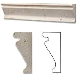 Ivory / Light Travertine Honed 2 1/2 X 12 Crown Molding Liner Trim - Box of 5 pcs.