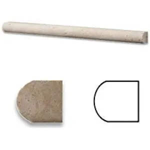 Ivory / Light Travertine Honed 3/4 X 12 Bullnose Liner Trim Molding - Box of 5 pcs.