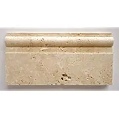 Ivory - Light Travertine Honed 6 X 12 Baseboard Trim Molding - STANDARD QUALITY - Lot of 20 Pcs.