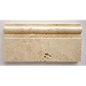 Ivory - Light Travertine Honed 6 X 12 Baseboard Trim Molding - STANDARD QUALITY - Lot of 20 Pcs.