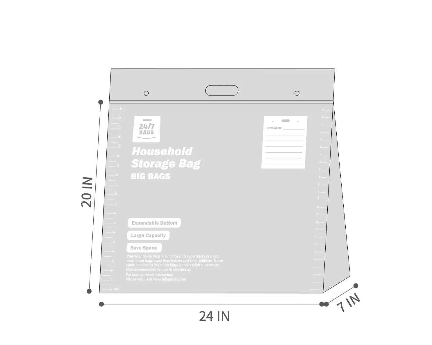 Jumbo Double Seal Zip Storage Bags 10 Gallons, XX-Large / 15 Count