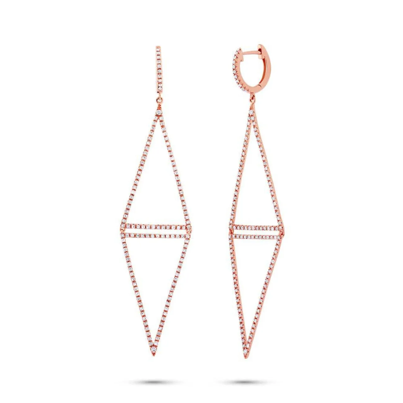 Kate 14K Rose Gold 0.89 ct Triangle Drop Diamond Pavé Earrings
