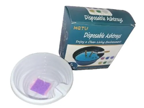 KERFORA 6pcs Disposable Ashtrays for Cigarettes with Ash Absorbing Balm Reduce Ash Raising Fast Cigarette Extinguishing