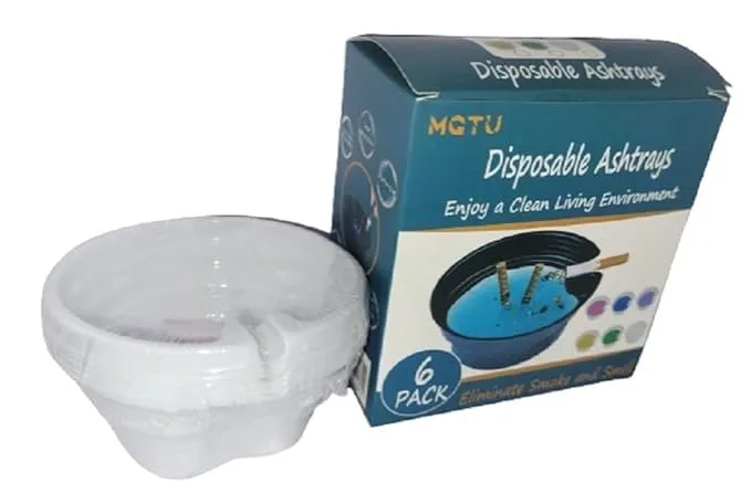 KERFORA 6pcs Disposable Ashtrays for Cigarettes with Ash Absorbing Balm Reduce Ash Raising Fast Cigarette Extinguishing
