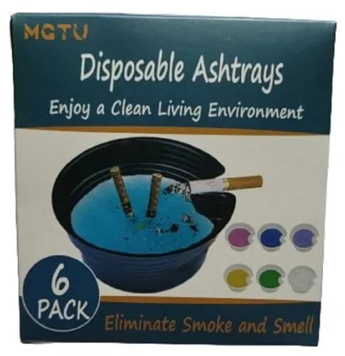 KERFORA 6pcs Disposable Ashtrays for Cigarettes with Ash Absorbing Balm Reduce Ash Raising Fast Cigarette Extinguishing
