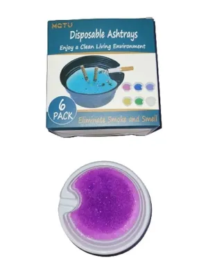 KERFORA 6pcs Disposable Ashtrays for Cigarettes with Ash Absorbing Balm Reduce Ash Raising Fast Cigarette Extinguishing