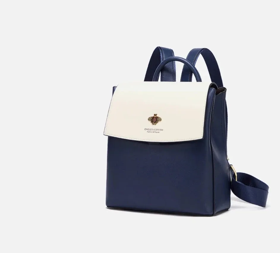 Kimberley Women's Two Tone Flap-Over Backpack - Navy & White - One Size