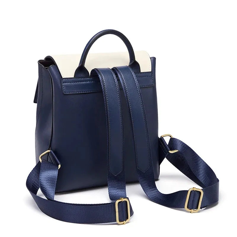 Kimberley Women's Two Tone Flap-Over Backpack - Navy & White - One Size