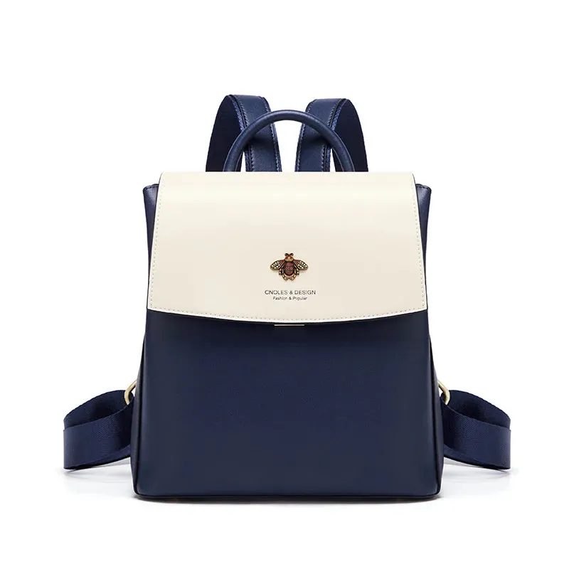 Kimberley Women's Two Tone Flap-Over Backpack - Navy & White - One Size