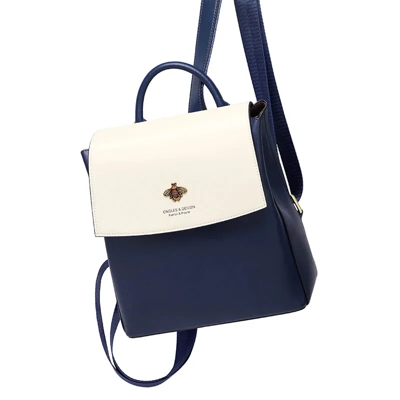 Kimberley Women's Two Tone Flap-Over Backpack - Navy & White - One Size