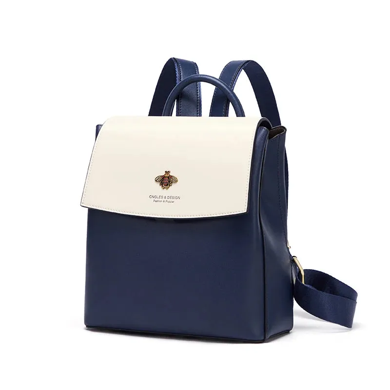 Kimberley Women's Two Tone Flap-Over Backpack - Navy & White - One Size