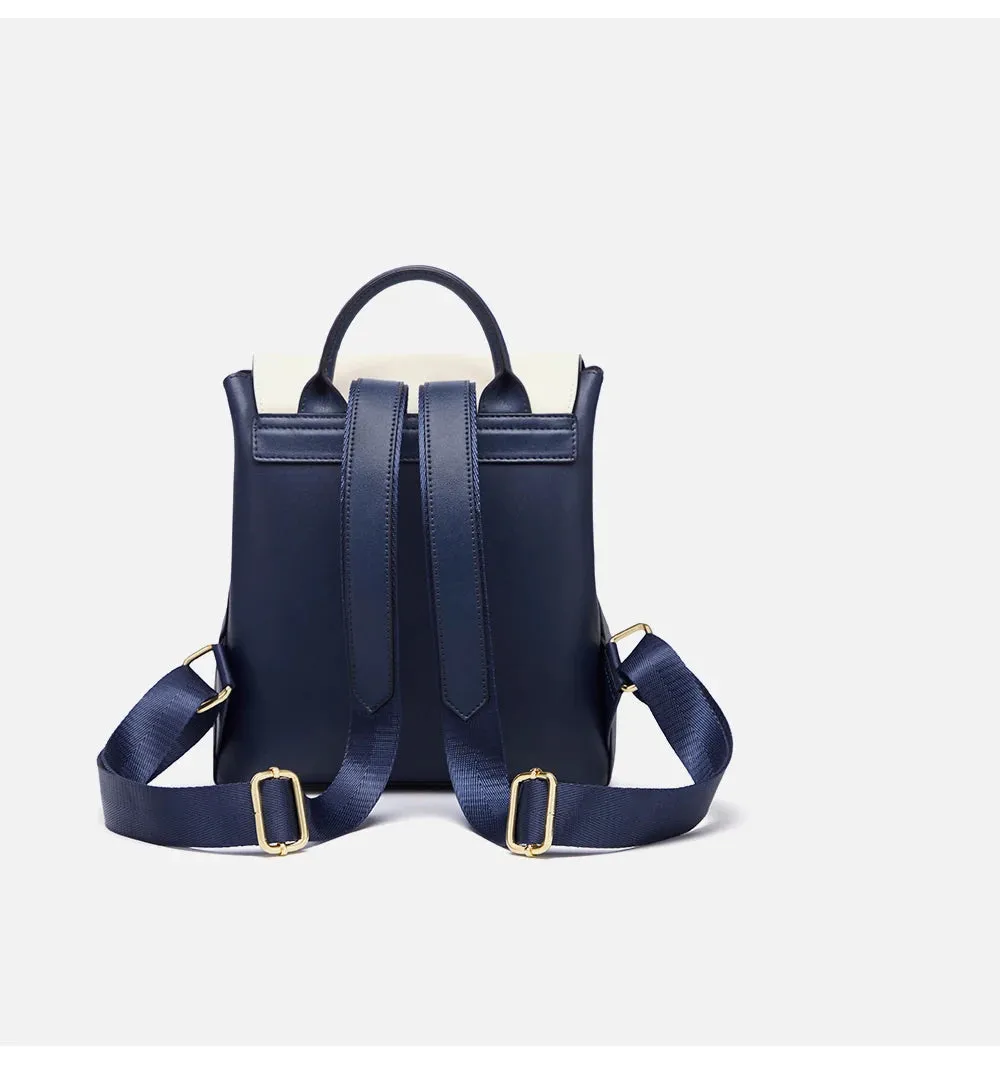 Kimberley Women's Two Tone Flap-Over Backpack - Navy & White - One Size