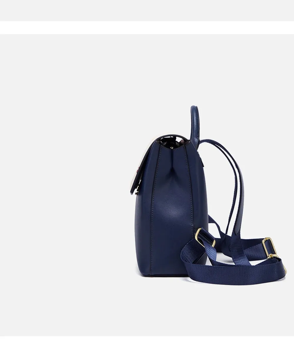 Kimberley Women's Two Tone Flap-Over Backpack - Navy & White - One Size