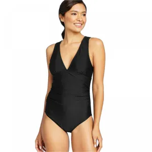 Kona Sol Women's Lace Up Back High Coverage One Piece Swimsuit