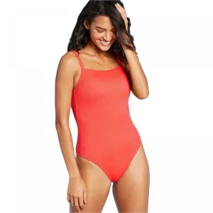 Kona Sol Women's Rib Square Neck Medium Coverage One Piece Swimsuit