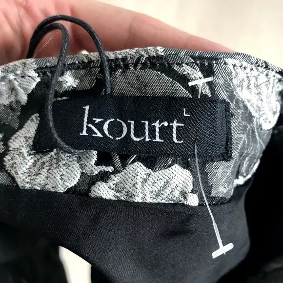Kourt Outfit Set Large Silver Black Skirt Crop Top Floral Ruffle Y2K Festival
