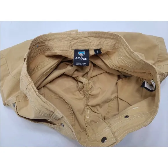 Kuhl Bermuda Shorts Outdoor Cargo Casual Hiking Beige Gold Size 8 Womens