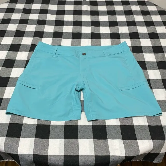 Kuhl SHIFT ANFIB SHORT Aqua Blue Hiking 6275 Size 12 x 7 Stretch Zip Pockets