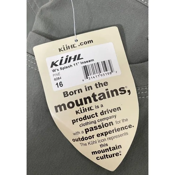 Kuhl Womens Splash Shorts 11&quot; Inseam Stretch Cargo Hiking Pine Green 16‎ New