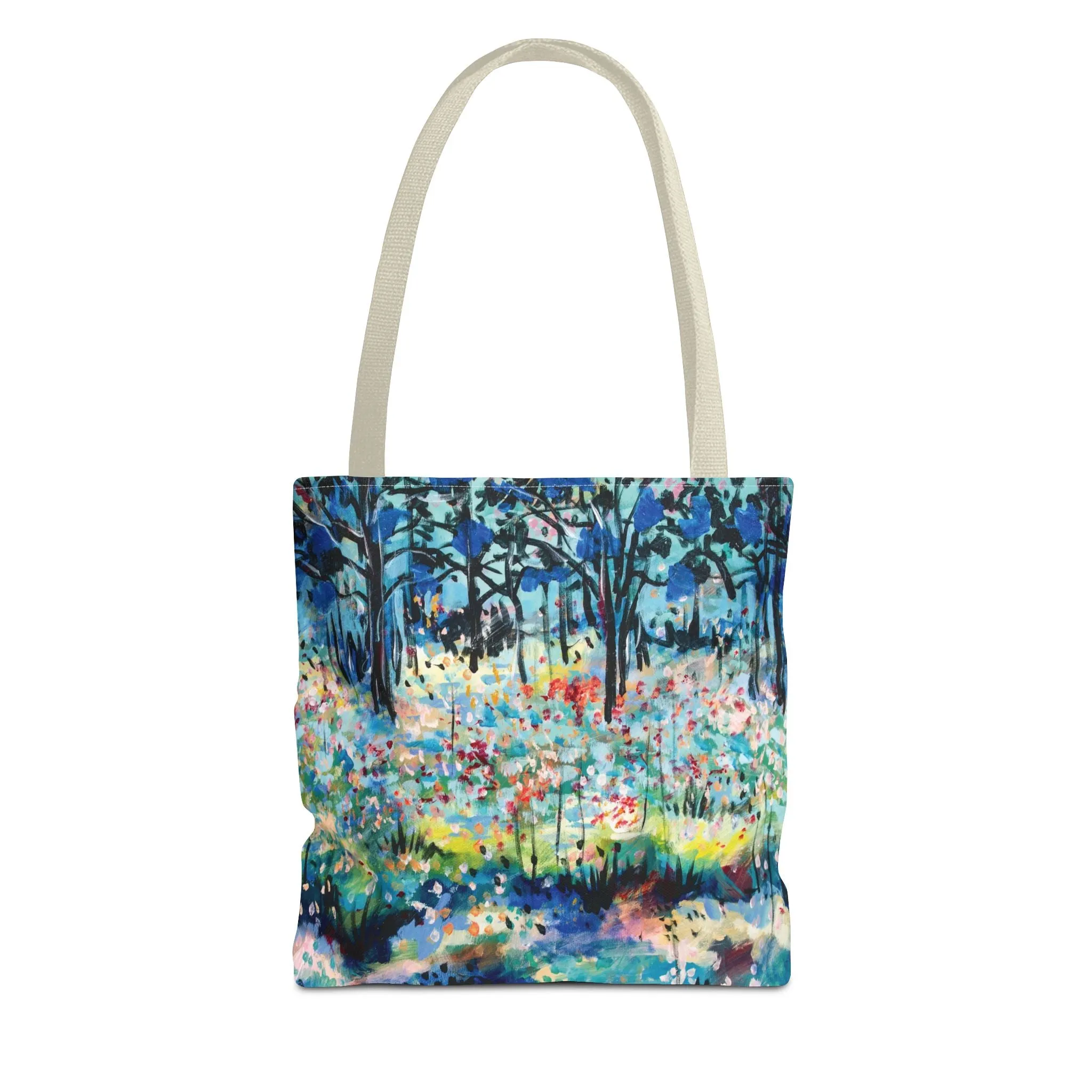 Landscape Tree Nature Art Tote Bag Canvas Shopping Bag - Dotted Landscape by Leslie Karpinski