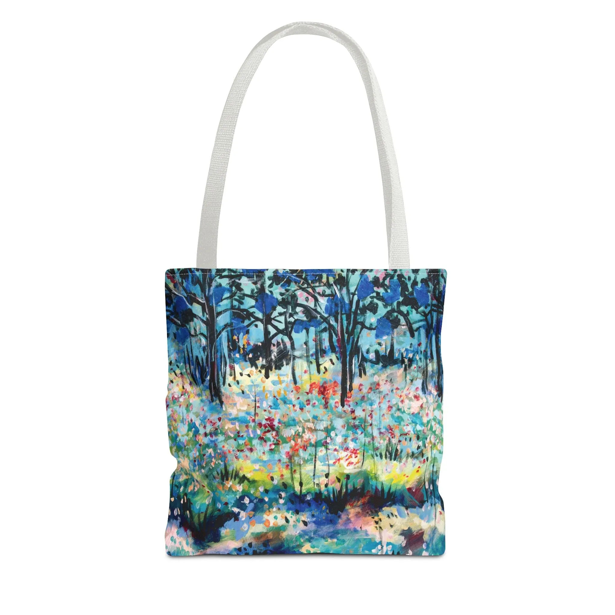 Landscape Tree Nature Art Tote Bag Canvas Shopping Bag - Dotted Landscape by Leslie Karpinski