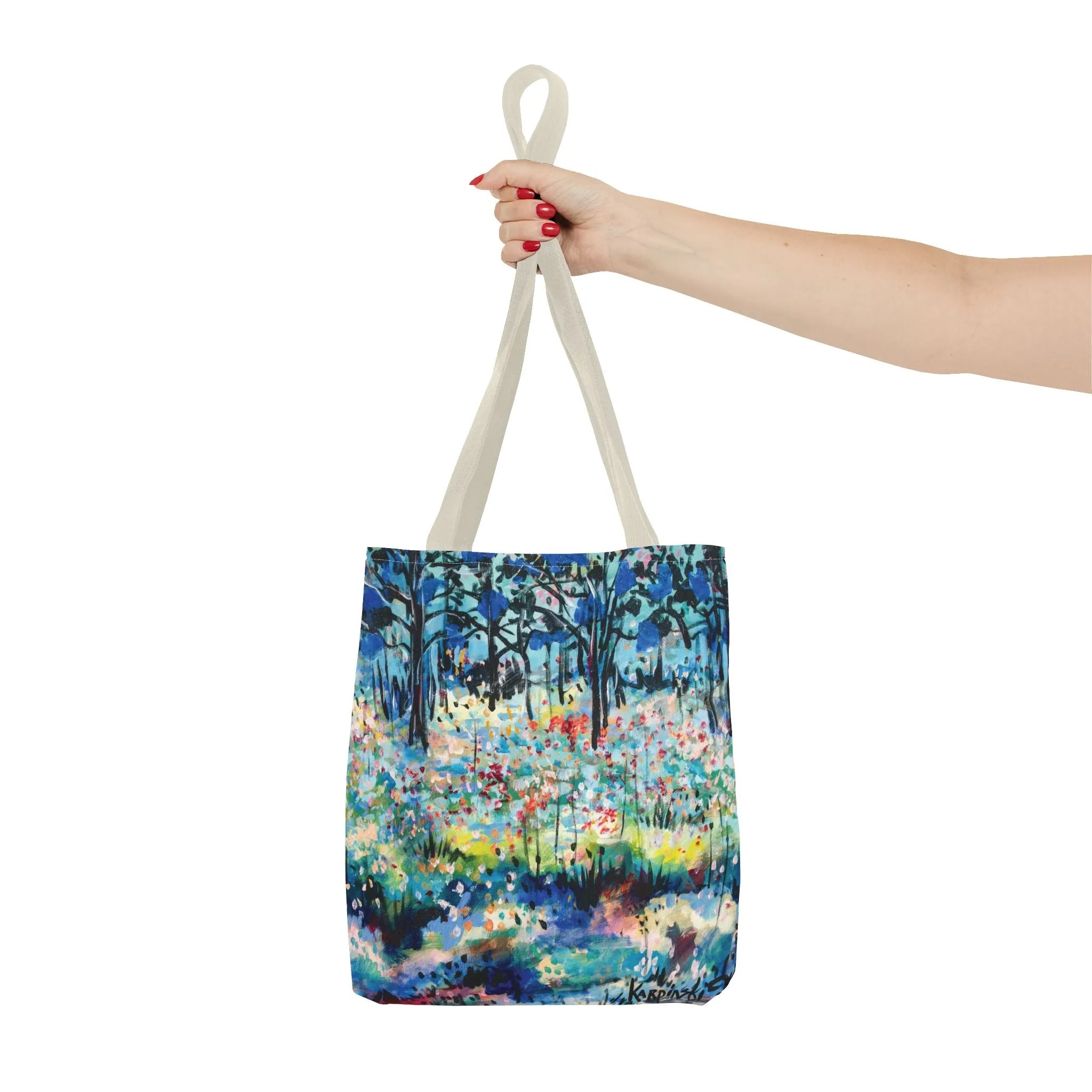 Landscape Tree Nature Art Tote Bag Canvas Shopping Bag - Dotted Landscape by Leslie Karpinski