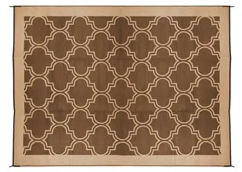 Large Reversible Outdoor Patio Mat 6' x 9', Brown Lattice Design