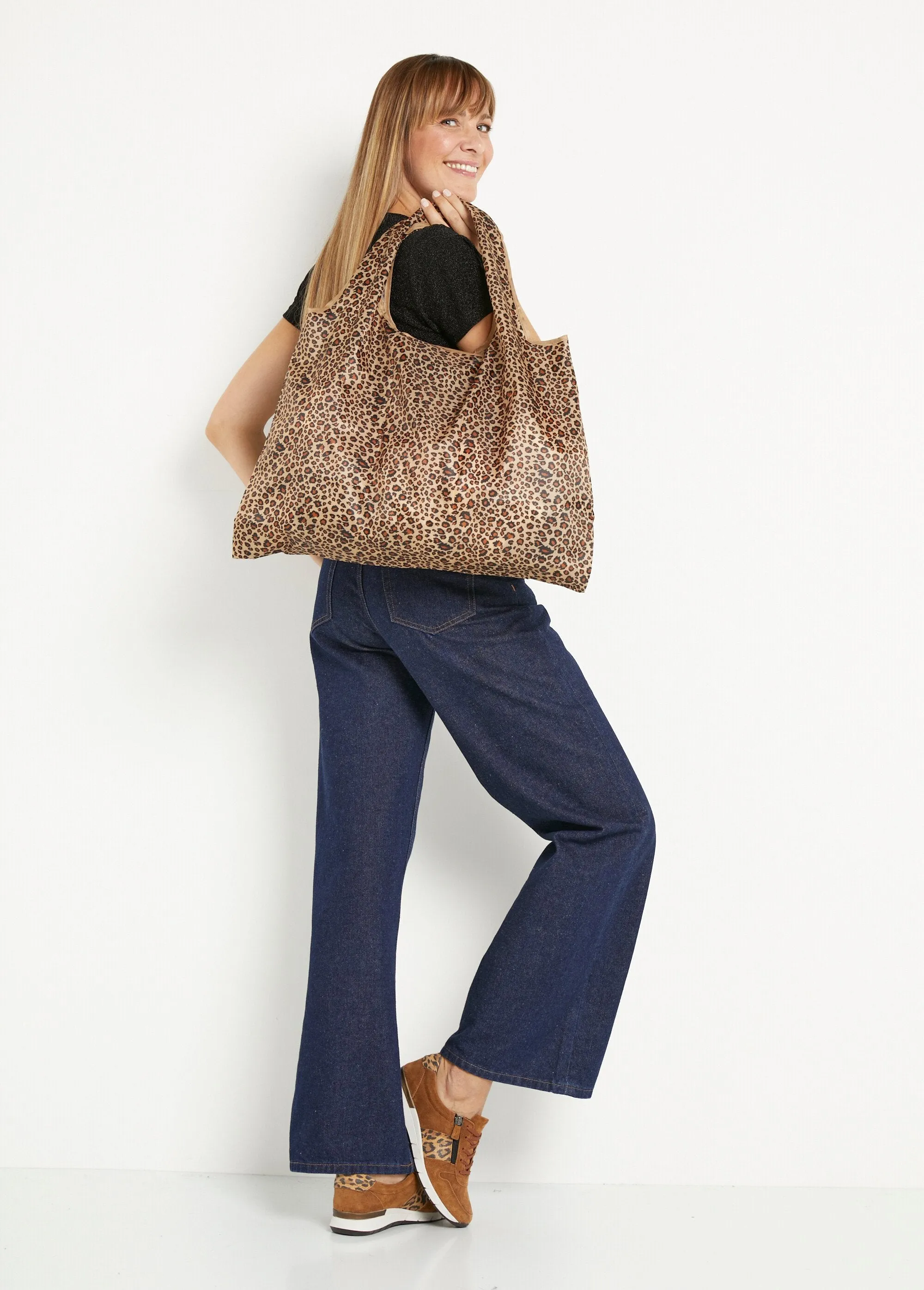 Leopard print foldable shopping bag