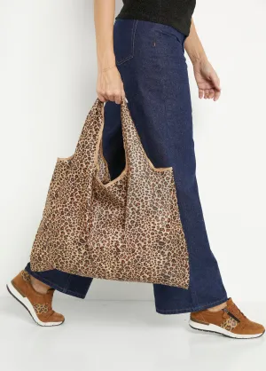 Leopard print foldable shopping bag