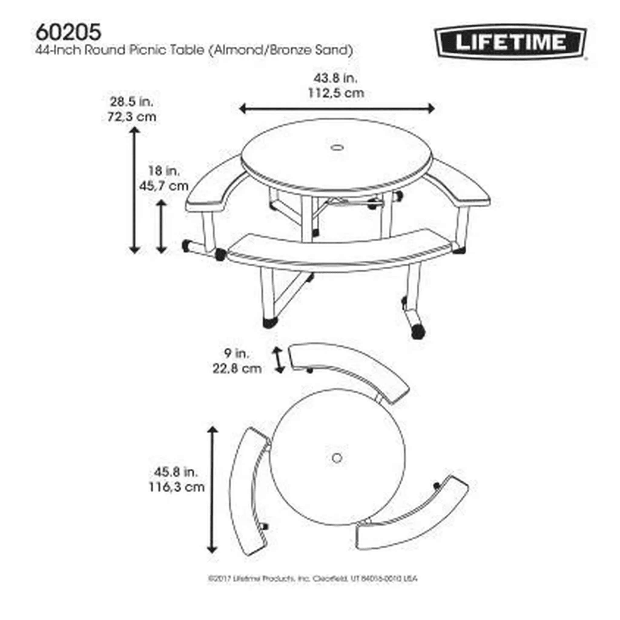 Lifetime 44" Round Picnic Table