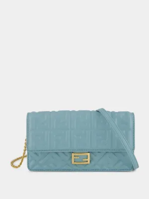 Light Blue Nappa Leather Wallet on Chain Baguette