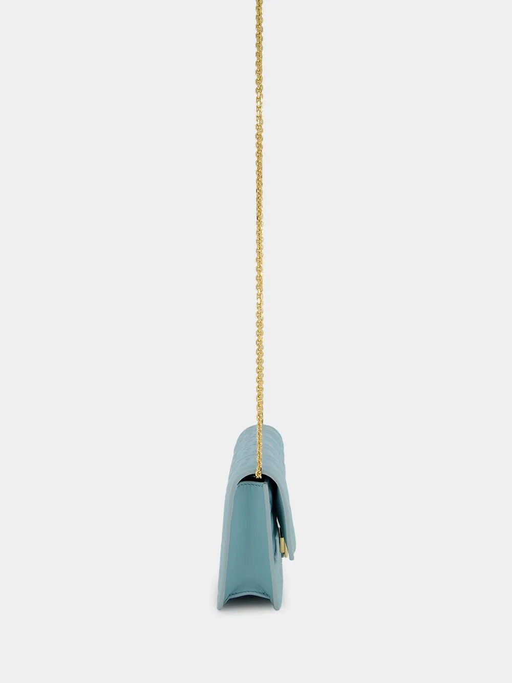 Light Blue Nappa Leather Wallet on Chain Baguette