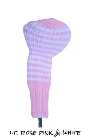 Light Rose Pink and White Club Sock Golf Headcover