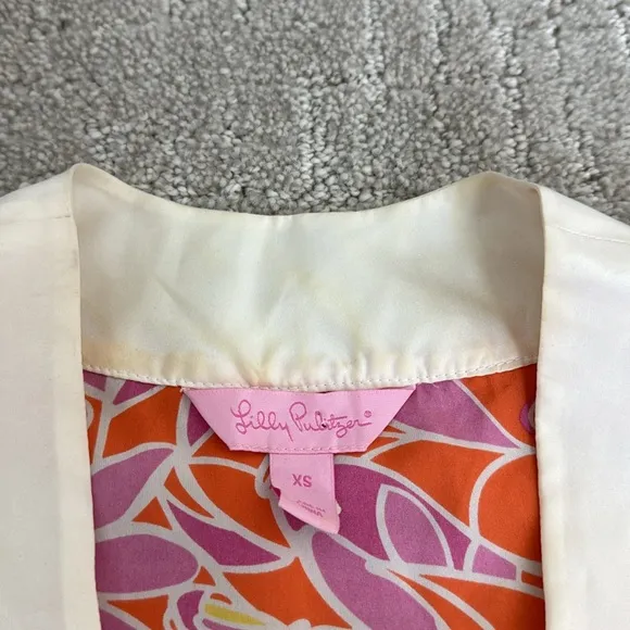 Lilly Pulitzer 100% silk floral print caftan muumuu coverup dress mini tie waist