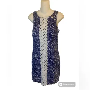 Lilly Pulitzer Dress Upstream Fish Sz 6 Nautical Shift W/Lace