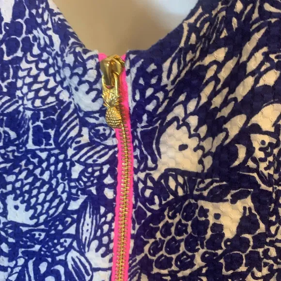 Lilly Pulitzer Dress Upstream Fish Sz 6 Nautical Shift W/Lace