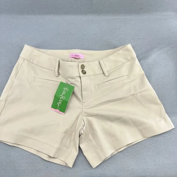 Lilly Pulitzer Joette Palm Beach Sandstone Dinner Shorts -Khaki -Women 0-NEW