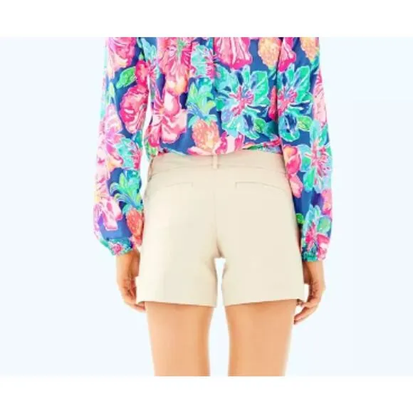 Lilly Pulitzer Joette Palm Beach Sandstone Dinner Shorts -Khaki -Women 0-NEW