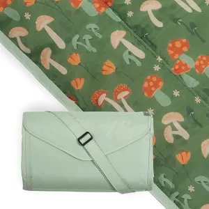 Little Unicorn Outdoor Family Picnic & Beach Blanket, Water-Resistant, Compact Fold, 5 x 5 feet, (Woodland Mushroom)