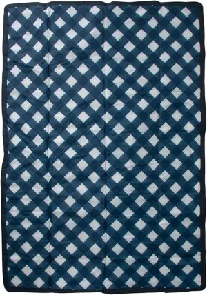 Little Unicorn Outdoor Family Picnic & Beach Blanket, Water-Resistant, Compact Fold, Large Size, 5 x 7 feet, (Navy Plaid)