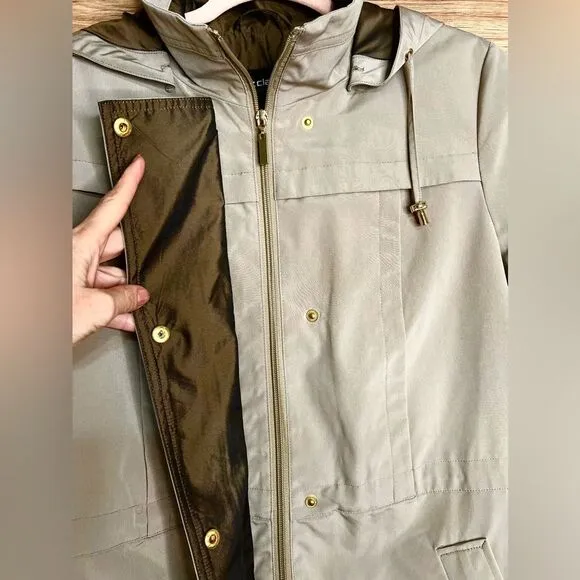 Liz Claiborne Tan Anorak Utility Jacket w/ Hood and Removable Lining | Size Med
