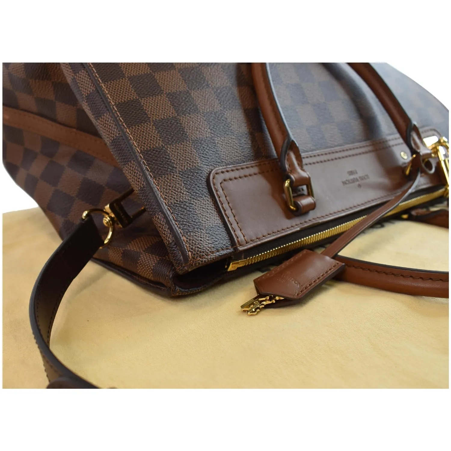 LOUIS VUITTON Greenwich Damier Ebene Shoulder Bag Brown