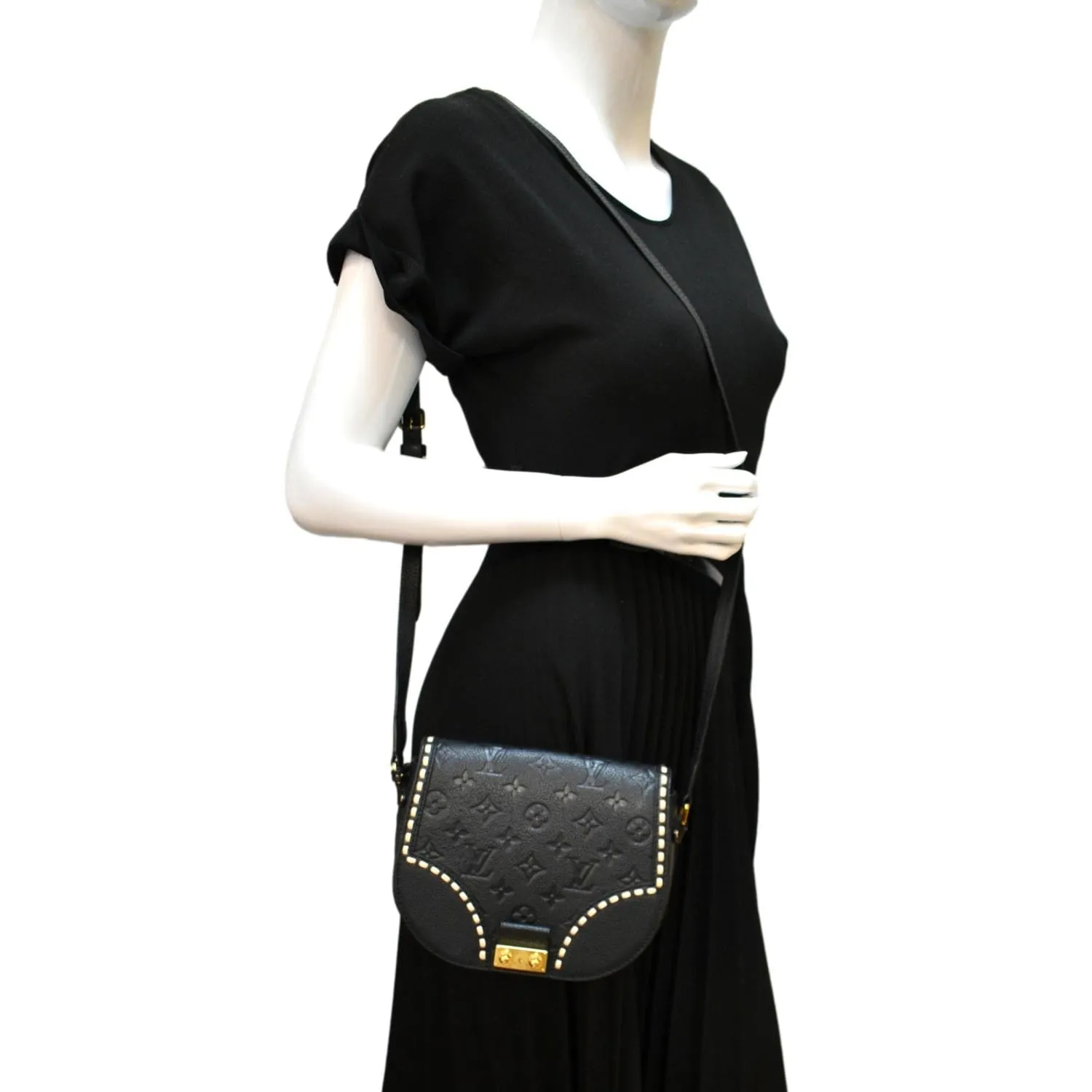 LOUIS VUITTON Junot Empreinte Leather Shoulder Bag Black
