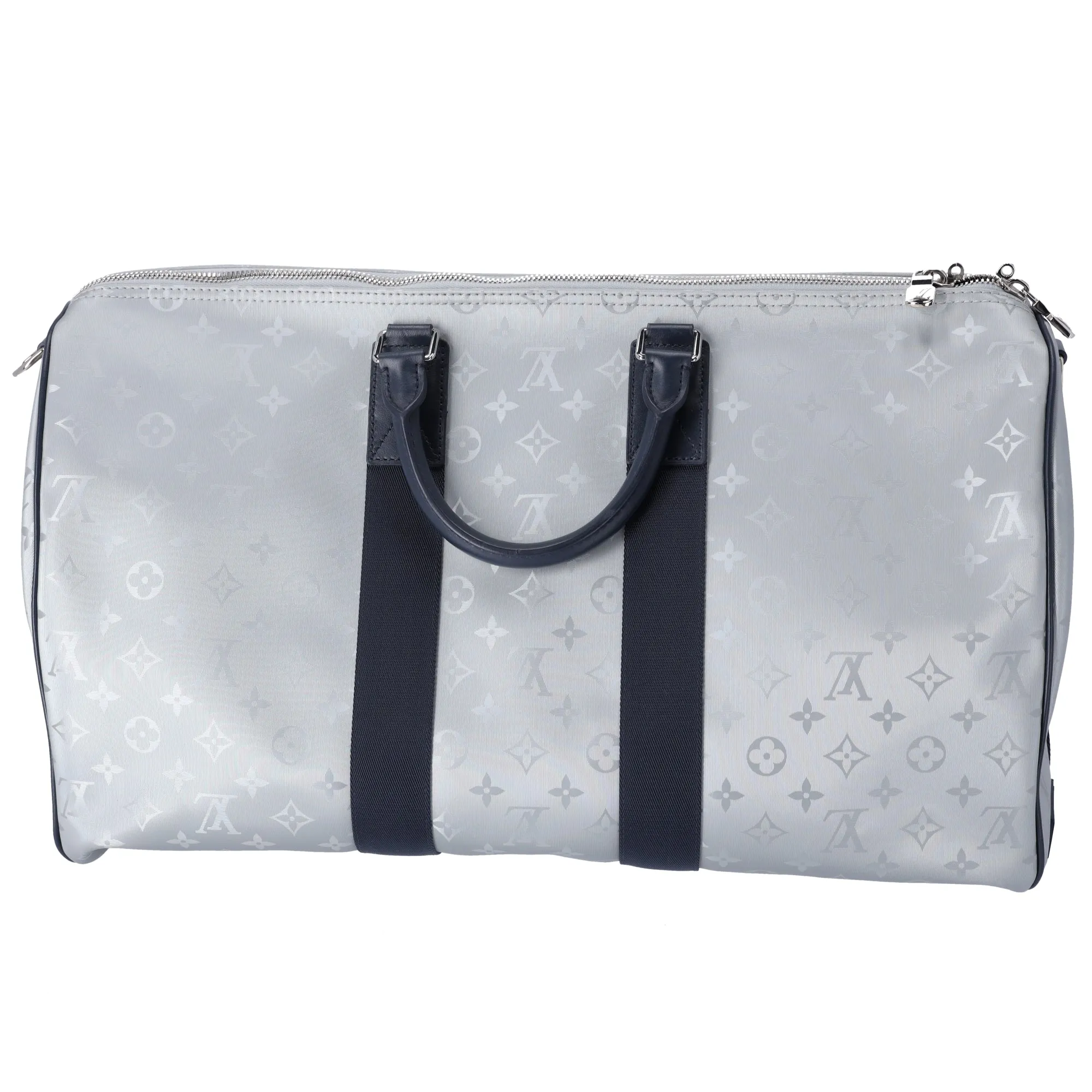 Louis Vuitton Keepall Bandouliere 50 Monogram Satellite Boston Bag Silver
